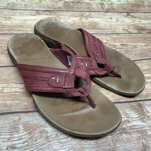 Merrell Port Red Leather Sandal Thong Womens 10 Flip Flop Comfort Shoe
